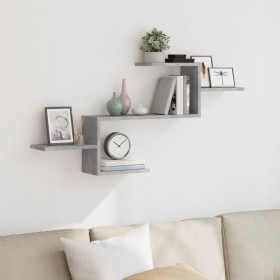 Estante de pared madera ingeniería gris hormigón 104x15x49 cm de , Estantes y estanterías - Ref: Foro24-853203, Precio: 29,67...