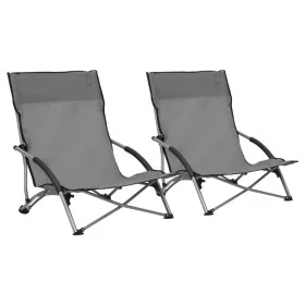 Sillas de playa plegables 2 unidades tela gris de vidaXL, Sillas de jardín - Ref: Foro24-312491, Precio: 68,07 €, Descuento: %
