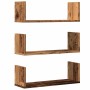 Estantes de pared 3 uds madera ingeniería envejecida 58x18x18cm de , Estantes y estanterías - Ref: Foro24-853288, Precio: 27,...