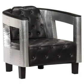 Sillón de aviador de cuero auténtico negro de , Sillones - Ref: Foro24-247795, Precio: 505,02 €, Descuento: %