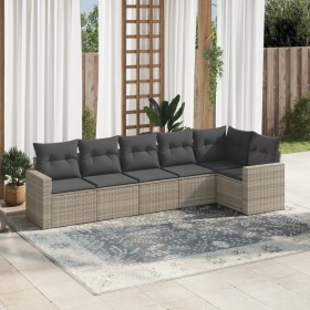 Set de sofás de jardín 6 pzas y cojines ratán sintético gris de , Conjuntos de jardín - Ref: Foro24-3218982, Precio: 428,42 €...