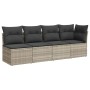 Sofá de jardín con cojines 4 plazas ratán sintético gris claro de , Sofás de exterior - Ref: Foro24-366177, Precio: 271,03 €,...