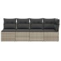 Sofá de jardín con cojines 4 plazas ratán sintético gris claro de , Sofás de exterior - Ref: Foro24-366177, Precio: 271,03 €,...