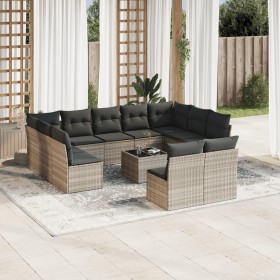 Set de sofás de jardín 12 pzas y cojines ratán sintético gris de , Conjuntos de jardín - Ref: Foro24-3218362, Precio: 728,43 ...