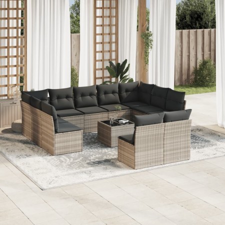 Set de sofás de jardín 12 pzas y cojines ratán sintético gris de , Conjuntos de jardín - Ref: Foro24-3218362, Precio: 728,43 ...