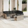 Set de sofás de jardín 12 pzas y cojines ratán sintético gris de , Conjuntos de jardín - Ref: Foro24-3218362, Precio: 728,43 ...
