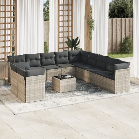 Set de sofás de jardín 12 pzas y cojines ratán sintético gris de , Conjuntos de jardín - Ref: Foro24-3217892, Precio: 899,28 ...