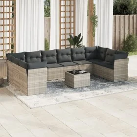 Set de sofás de jardín 11 pzas y cojines ratán sintético gris de , Conjuntos de jardín - Ref: Foro24-3218212, Precio: 743,57 ...