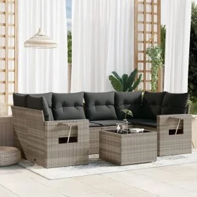Gartensofa-Set, 7-teilig, mit Kissen, aus hellem grauem PE-Rattan. von , Gartensets - Ref: Foro24-3252259, Preis: 500,71 €, R...