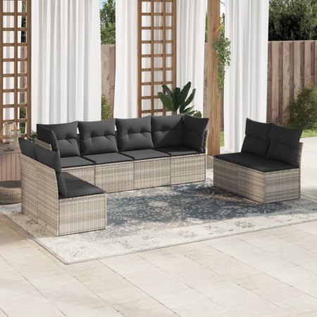 Set de sofás de jardín 8 pzas y cojines ratán sintético gris de , Conjuntos de jardín - Ref: Foro24-3217452, Precio: 538,70 €...