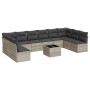 Set de sofás de jardín 11 pzas y cojines ratán sintético gris de , Conjuntos de jardín - Ref: Foro24-3218102, Precio: 691,37 ...