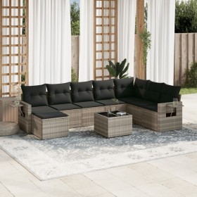Set muebles jardín 9 pzas y cojines ratán sintético gris claro de , Conjuntos de jardín - Ref: Foro24-3252909, Precio: 583,09...