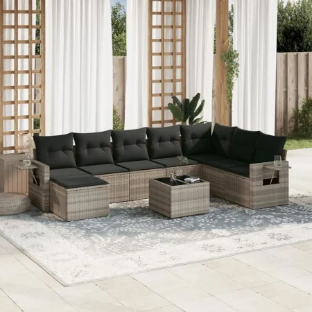 Garden furniture set 9 pieces and light gray synthetic rattan cushions by , Garden sets - Ref: Foro24-3252909, Price: 604,49 ...