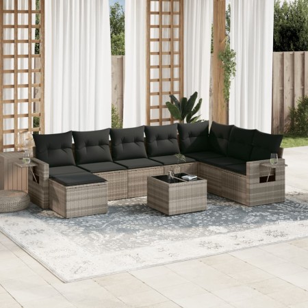 Set muebles jardín 9 pzas y cojines ratán sintético gris claro de , Conjuntos de jardín - Ref: Foro24-3252909, Precio: 583,09...