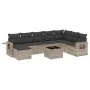 Garden furniture set 9 pieces and light gray synthetic rattan cushions by , Garden sets - Ref: Foro24-3252909, Price: 604,49 ...
