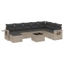 Set muebles jardín 9 pzas y cojines ratán sintético gris claro de , Conjuntos de jardín - Ref: Foro24-3252909, Precio: 583,09...