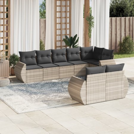Set de sofás de jardín 8 pzas y cojines ratán sintético gris de , Conjuntos de jardín - Ref: Foro24-3253959, Precio: 621,88 €...