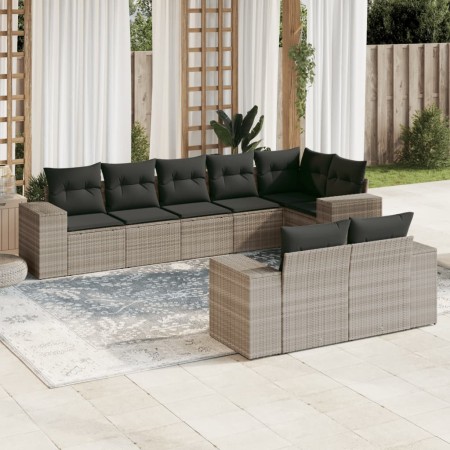 Set de sofás de jardín 8 pzas y cojines ratán sintético gris de , Conjuntos de jardín - Ref: Foro24-3255159, Precio: 614,75 €...