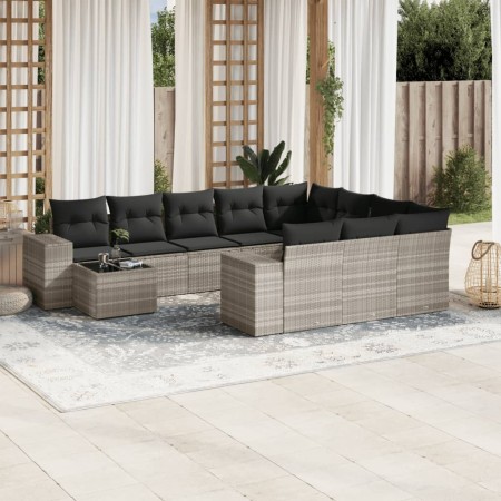 Set de sofás de jardín 11 pzas y cojines ratán sintético gris de , Conjuntos de jardín - Ref: Foro24-3255469, Precio: 760,36 ...