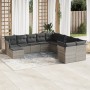 Set de sofás de jardín 11 pzas y cojines ratán sintético gris de , Conjuntos de jardín - Ref: Foro24-3218612, Precio: 751,00 ...