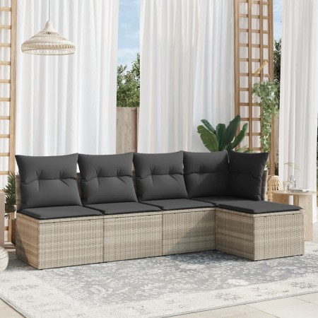 Set de sofás jardín y cojines 5 pzas ratán sintético gris claro de , Conjuntos de jardín - Ref: Foro24-3217522, Precio: 319,3...