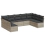 Set muebles jardín 9 pzas y cojines ratán sintético gris claro de , Conjuntos de jardín - Ref: Foro24-3218072, Precio: 582,78...