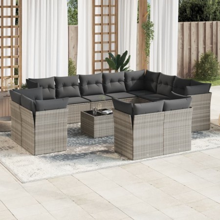 Set sofás de jardín con cojines 13 piezas ratán sintético gris de , Conjuntos de jardín - Ref: Foro24-3218542, Precio: 962,07...