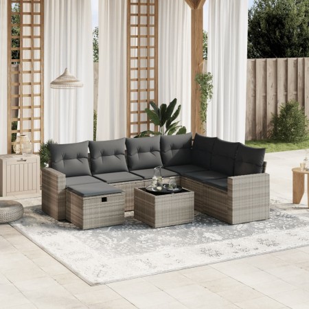 Set de sofás de jardín 8 pzas y cojines ratán sintético gris de , Conjuntos de jardín - Ref: Foro24-3263538, Precio: 534,93 €...