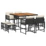Set de comedor de jardín 9 pzas y cojines ratán sintético negro de , Conjuntos de jardín - Ref: Foro24-3211503, Precio: 419,0...