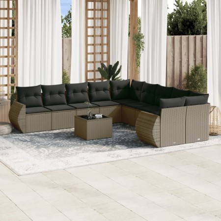 Set de sofás de jardín 11 pzas y cojines ratán sintético gris de , Conjuntos de jardín - Ref: Foro24-3254259, Precio: 813,77 ...