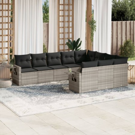 Set sofás jardín 10 pzas con cojines ratán sintético gris claro de , Conjuntos de jardín - Ref: Foro24-3253029, Precio: 693,1...