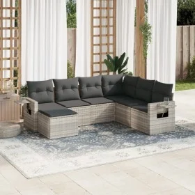 Set de sofás de jardín 7 pzas con cojines ratán PE gris claro de , Conjuntos de jardín - Ref: Foro24-3252839, Precio: 496,50 ...