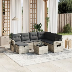 Set de sofás de jardín 8 pzas y cojines ratán sintético gris de , Conjuntos de jardín - Ref: Foro24-3263848, Precio: 540,59 €...