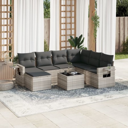 Set de sofás de jardín 8 pzas y cojines ratán sintético gris de , Conjuntos de jardín - Ref: Foro24-3220511, Precio: 534,55 €...