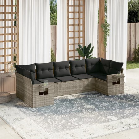 Set de sofás de jardín 7 pzas con cojines ratán PE gris claro de , Conjuntos de jardín - Ref: Foro24-3220591, Precio: 518,87 ...