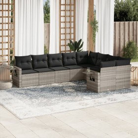 Set muebles jardín 9 pzas y cojines ratán sintético gris claro de , Conjuntos de jardín - Ref: Foro24-3220641, Precio: 610,35...