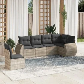 Set de sofás de jardín 6 pzas y cojines ratán sintético gris de , Conjuntos de jardín - Ref: Foro24-3221431, Precio: 445,33 €...