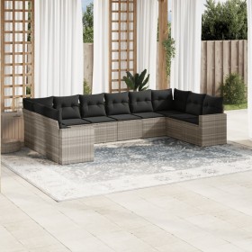 Set sofás jardín 10 pzas con cojines ratán sintético gris claro de , Conjuntos de jardín - Ref: Foro24-3219462, Precio: 696,0...