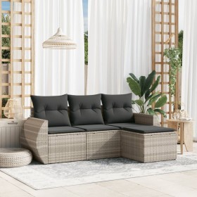 Set de sofás de jardín 4 pzas y cojines ratán sintético gris de , Conjuntos de jardín - Ref: Foro24-3253609, Precio: 282,08 €...