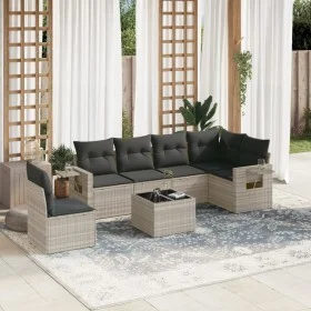 7-piece garden sofa set with light gray PE rattan cushions by , Garden sets - Ref: Foro24-3220241, Price: 478,39 €, Discount: %