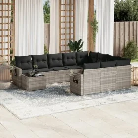Set de sofás de jardín 11 pzas y cojines ratán sintético gris de , Conjuntos de jardín - Ref: Foro24-3220731, Precio: 740,87 ...