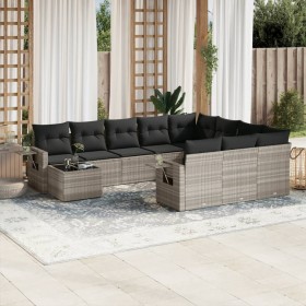 Set de sofás de jardín 11 pzas y cojines ratán sintético gris de , Conjuntos de jardín - Ref: Foro24-3220731, Precio: 753,66 ...