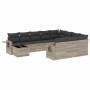 Set de sofás de jardín 11 pzas y cojines ratán sintético gris de , Conjuntos de jardín - Ref: Foro24-3220731, Precio: 753,66 ...