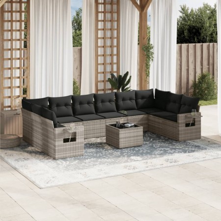 Set de sofás de jardín 11 pzas y cojines ratán sintético gris de , Conjuntos de jardín - Ref: Foro24-3220681, Precio: 753,66 ...