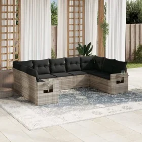 Set muebles jardín 9 pzas y cojines ratán sintético gris claro de , Conjuntos de jardín - Ref: Foro24-3220601, Precio: 622,98...