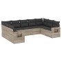Set muebles jardín 9 pzas y cojines ratán sintético gris claro de , Conjuntos de jardín - Ref: Foro24-3220601, Precio: 610,35...
