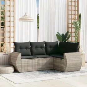 Set de sofás de jardín 4 pzas y cojines ratán sintético gris de , Conjuntos de jardín - Ref: Foro24-3253649, Precio: 333,39 €...