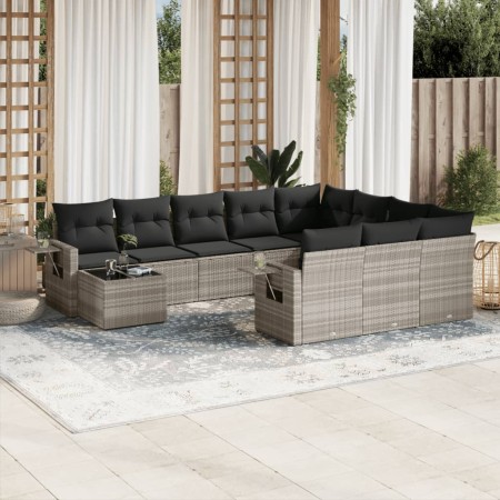 Set de sofás de jardín 11 pzas y cojines ratán sintético gris de , Conjuntos de jardín - Ref: Foro24-3253069, Precio: 743,28 ...