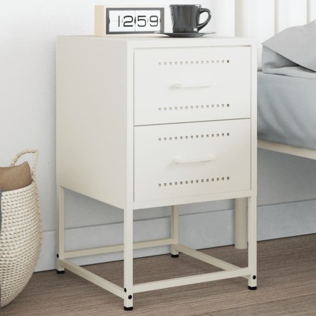 Mesita de noche de acero blanco 36x39x60,5 cm de , Mesitas de noche - Ref: Foro24-846468, Precio: 62,40 €, Descuento: %