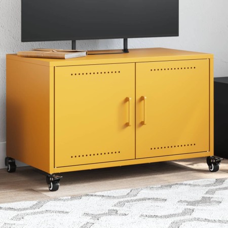 Mueble TV acero laminado en frío amarillo mostaza 68x39x43,5 cm de , Muebles TV - Ref: Foro24-846641, Precio: 66,33 €, Descue...